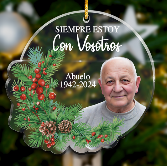 Colgante adorno navideño conmemorativo personalizado con foto