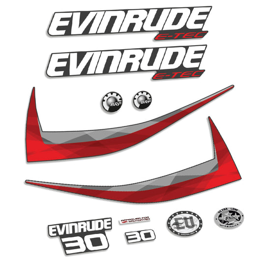 Adhesivos Evinrude 30HP e-tec 2014 2015 motor fueraborda Carenado gris pegatinas en vinilo