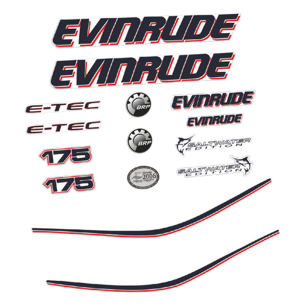 Adhesivos Evinrude 175HP E-tec carenado blanco motor fueraborda pegatinas en vinilo