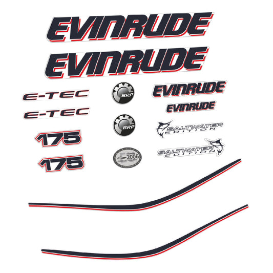 Adhesivos Evinrude 175HP E-tec carenado blanco motor fueraborda pegatinas en vinilo