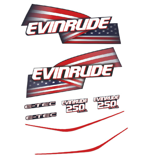 Adhesivos Evinrude 250HP E-tec Alto rendimiento motor fueraborda pegatinas en vinilo