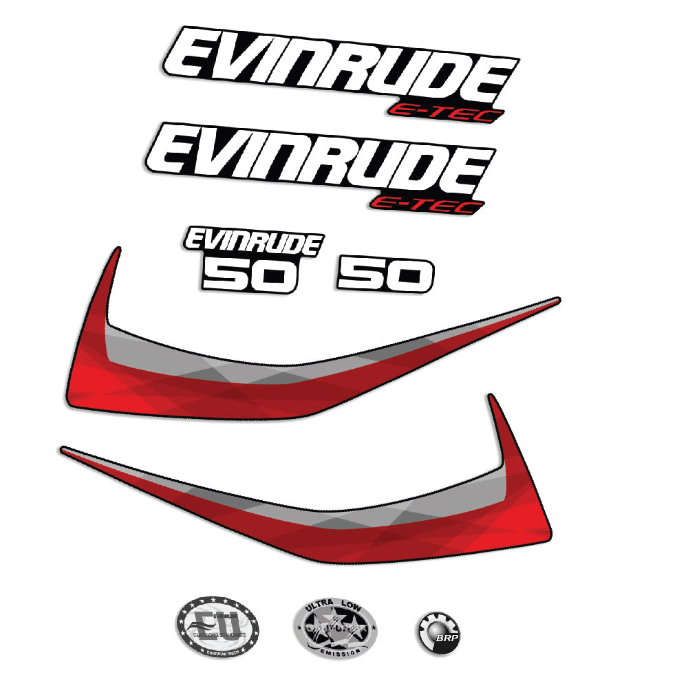 Adhesivos Evinrude 50HP e-tec 2015 2016 motor fueraborda Carenado gris pegatinas en vinilo