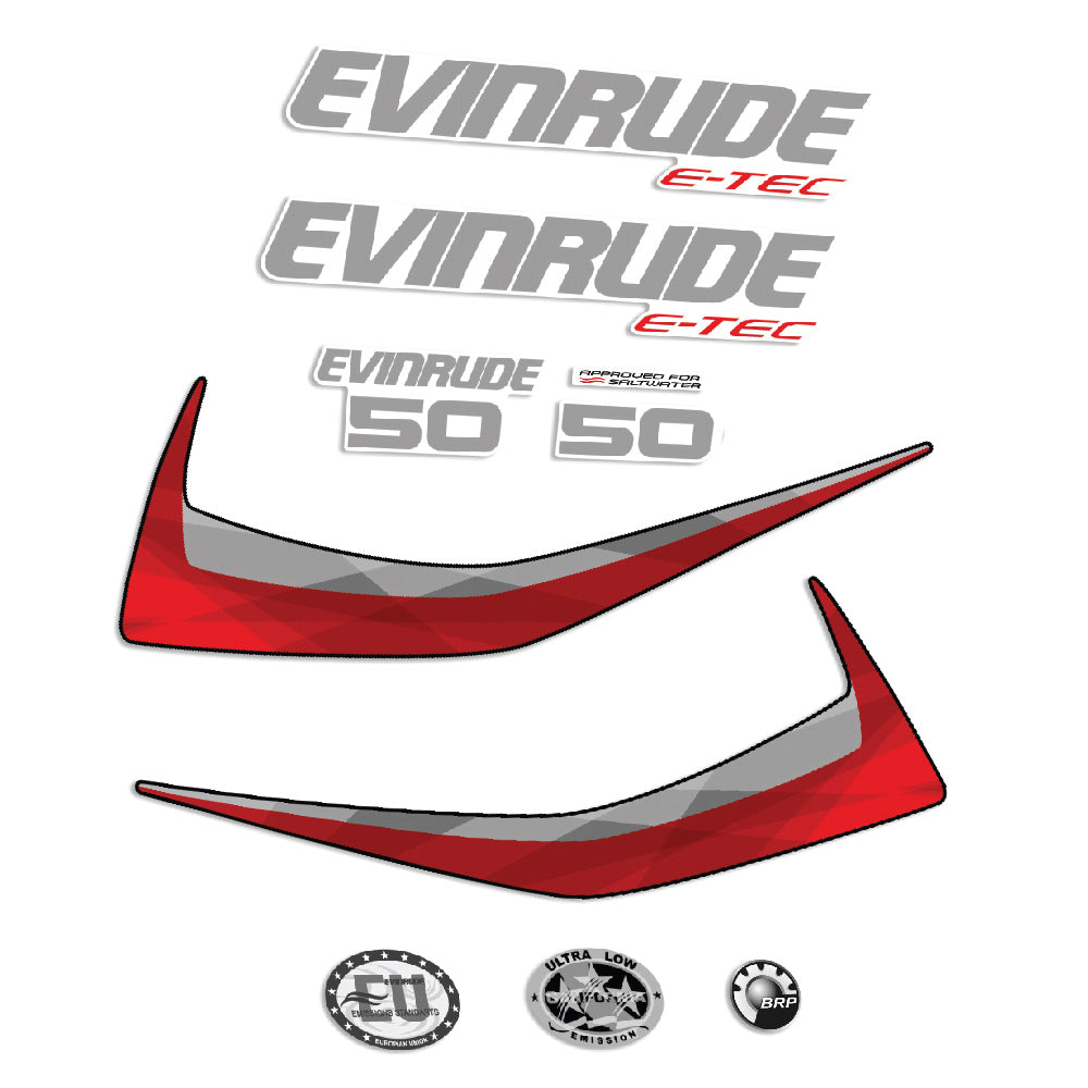 Adhesivos Evinrude 50HP e-tec 2015 2016 motor fueraborda Carenado blanco pegatinas en vinilo