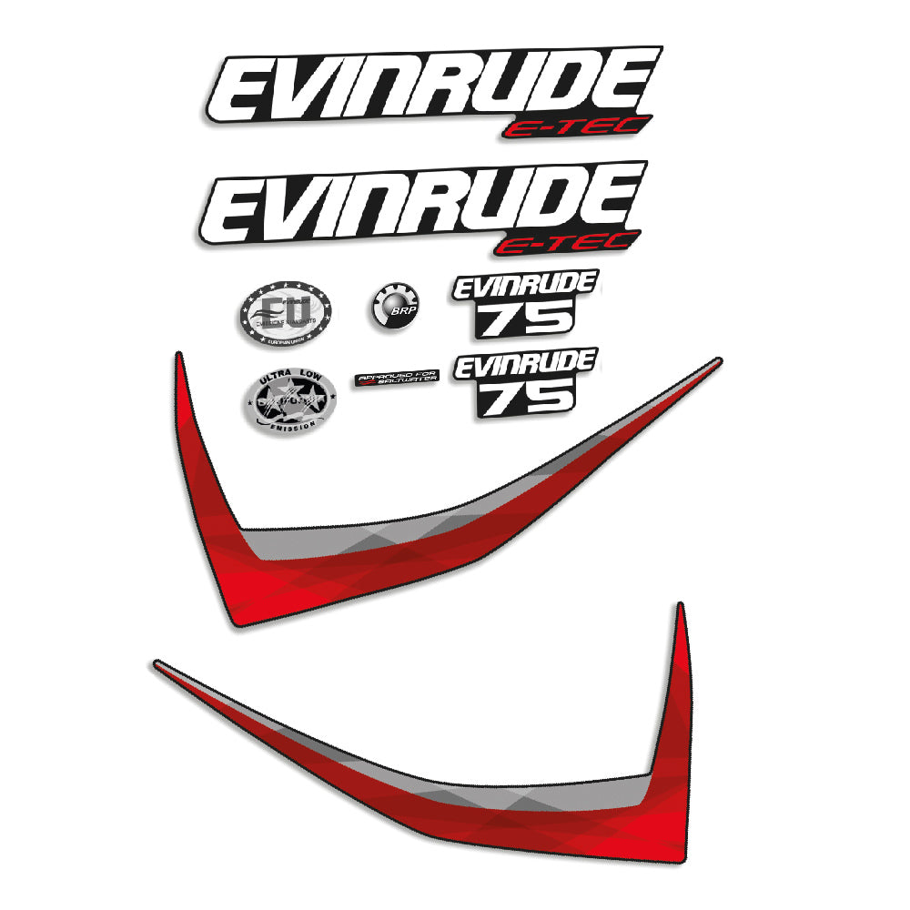 Adhesivos Evinrude 75HP E-tec 2014-2015 carenado gris motor fueraborda pegatinas en vinilo