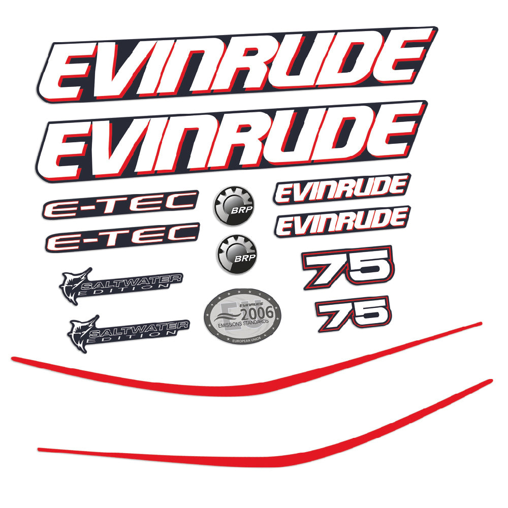 Adhesivos Evinrude 75HP E-tec motor fueraborda pegatinas en vinilo