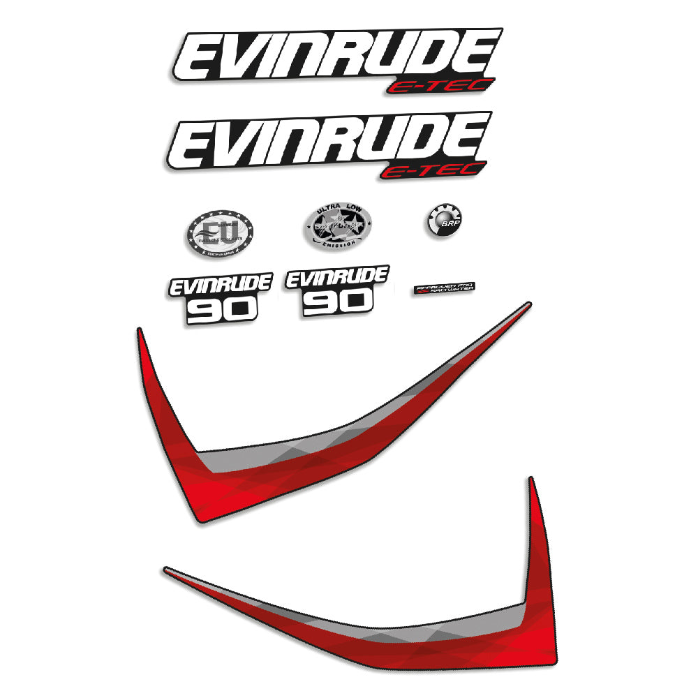 Adhesivos Evinrude 90HP E-tec 2014-2015 carenado gris motor fueraborda pegatinas en vinilo