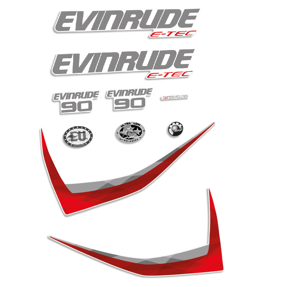 Adhesivos Evinrude 90HP E-tec 2014-2015 carenado blanco motor fueraborda pegatinas en vinilo