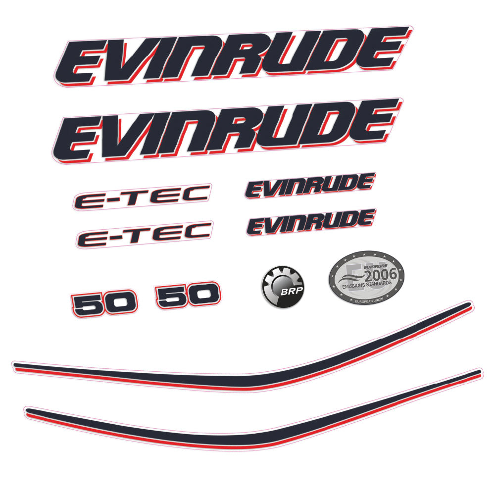 Adhesivos Evinrude 50HP E-tec Carenado blanco motor fueraborda pegatinas en vinilo