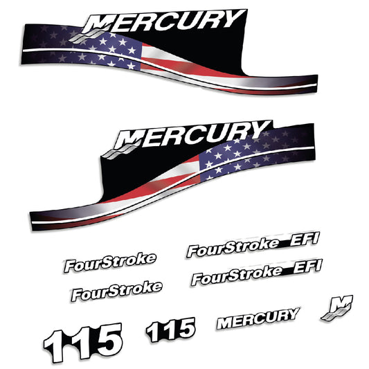 Adhesivos Mercury 115HP Cuatro tiempos EFI edición bandera USA motor fueraborda pegatinas en vinilo