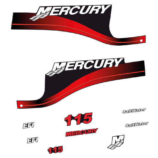 Adhesivos Mercury 115HP EFI SaltWater motor fueraborda pegatinas en vinilo