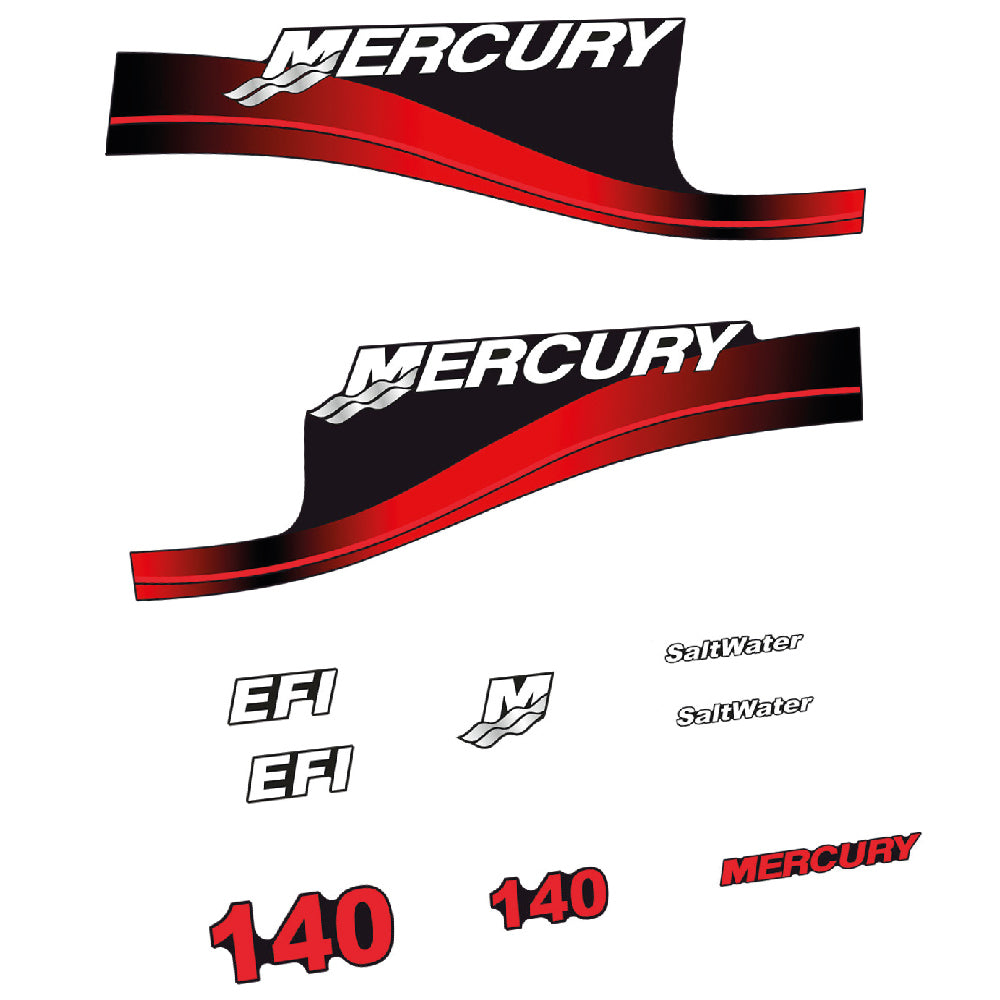 Adhesivos Mercury 140HP EFI SaltWater motor fueraborda pegatinas en vinilo