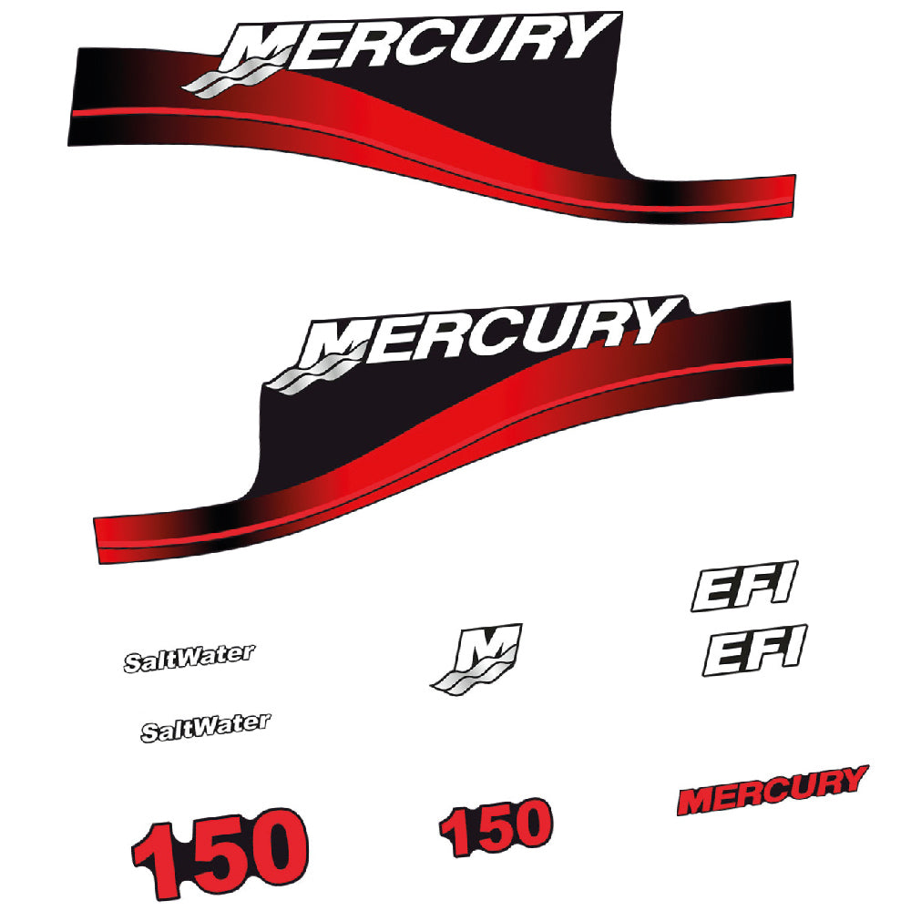 Adhesivos Mercury 150HP EFI SaltWater motor fueraborda pegatinas en vinilo