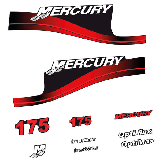 Adhesivos Mercury 175HP Optimax FreshWater motor fueraborda pegatinas en vinilo