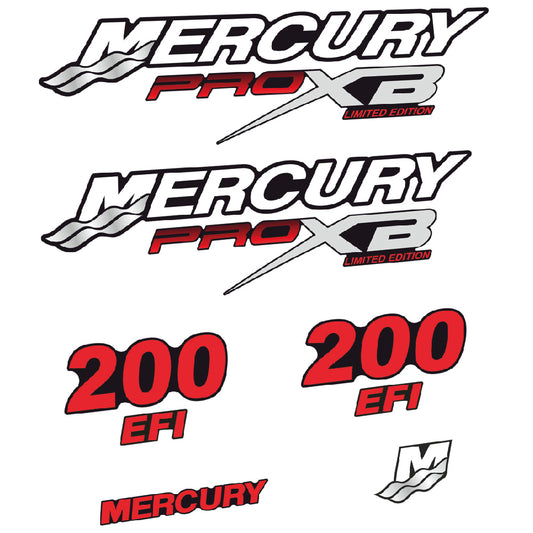 Adhesivos Mercury 200HP Pro XB edición limitada motor fueraborda pegatinas en vinilo