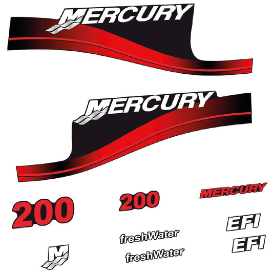 Adhesivos Mercury 200HP EFI FreshWater motor fueraborda pegatinas en vinilo