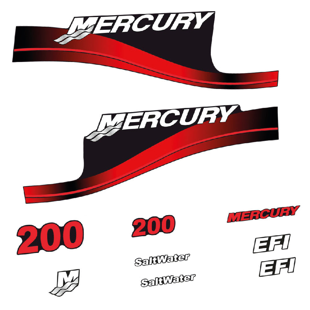 Adhesivos Mercury 200HP EFI SaltWater motor fueraborda pegatinas en vinilo