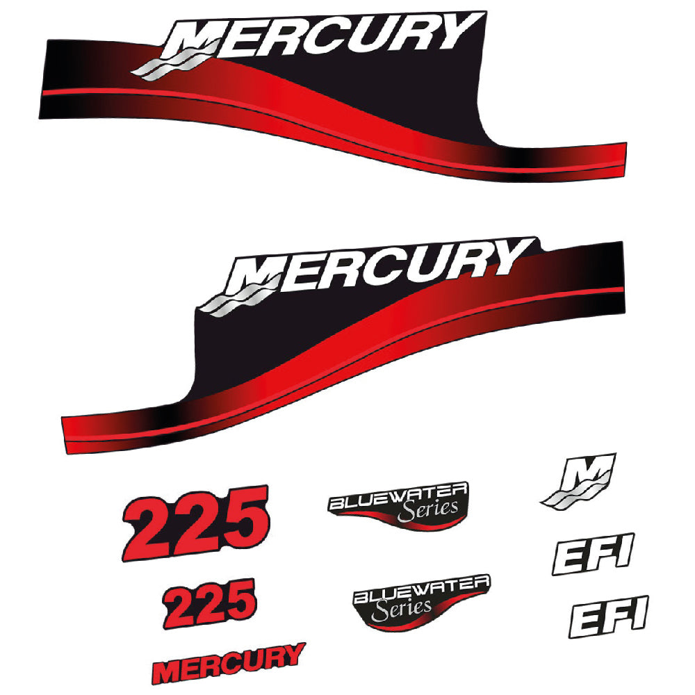 Adhesivos Mercury 225HP EFI BlueWater motor fueraborda pegatinas en vinilo