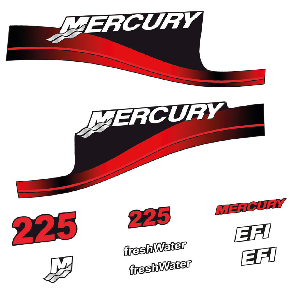 Adhesivos Mercury 225HP EFI FreshWater motor fueraborda pegatinas en vinilo