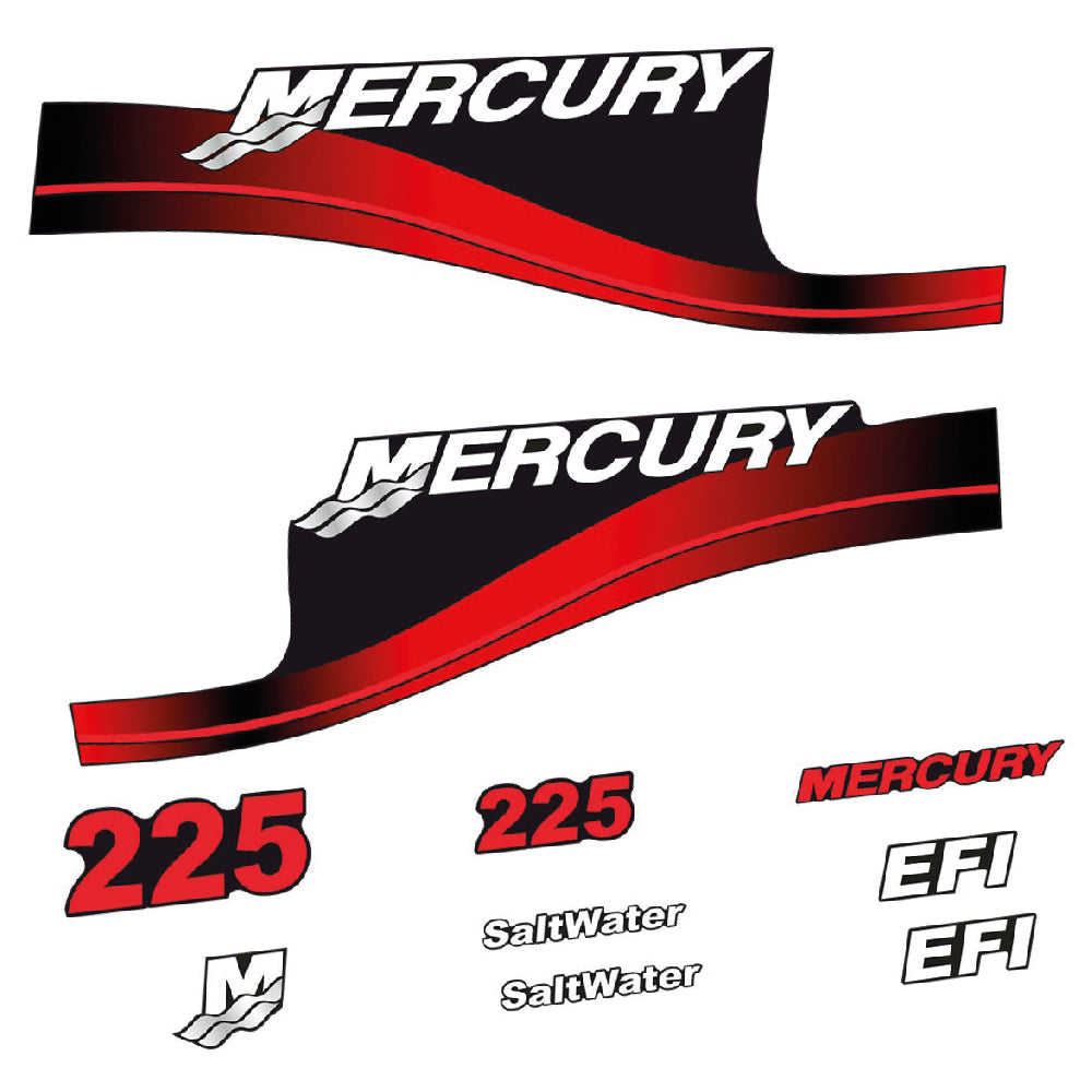 Adhesivos Mercury 225HP EFI SaltWater motor fueraborda pegatinas en vinilo