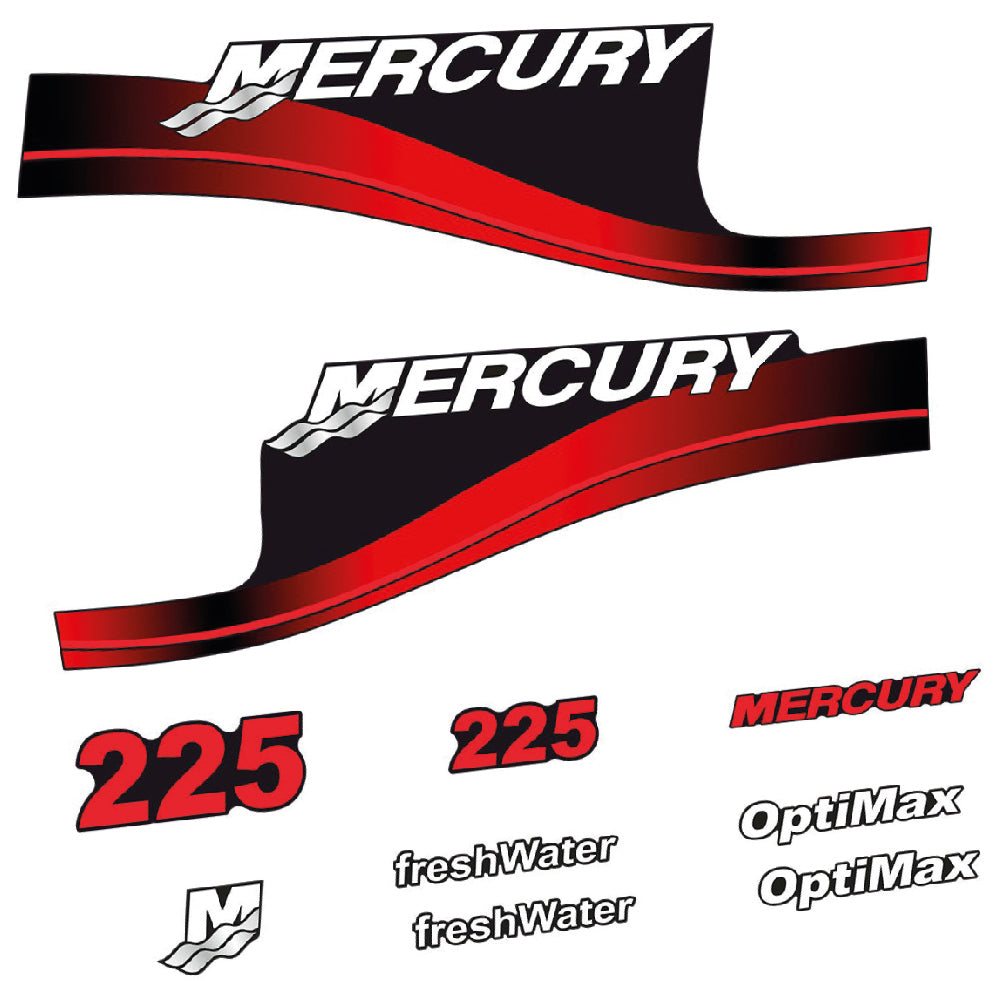 Adhesivos Mercury 225HP Optimax FreshWater motor fueraborda pegatinas en vinilo