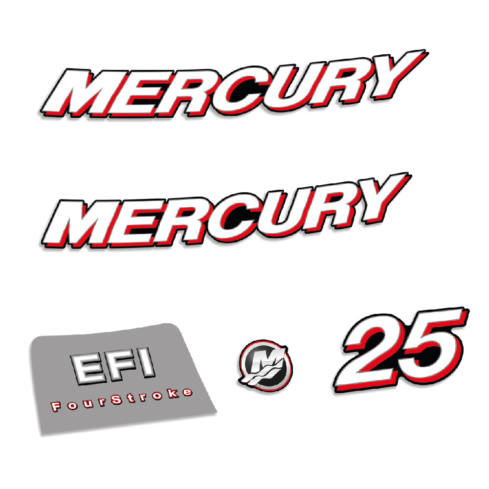 Adhesivos Mercury 25HP Cuatro tiempos EFI 2006-2012 motor fueraborda pegatinas en vinilo