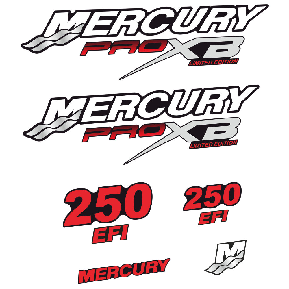 Adhesivos Mercury 250HP Pro XB edición limitada motor fueraborda pegatinas en vinilo