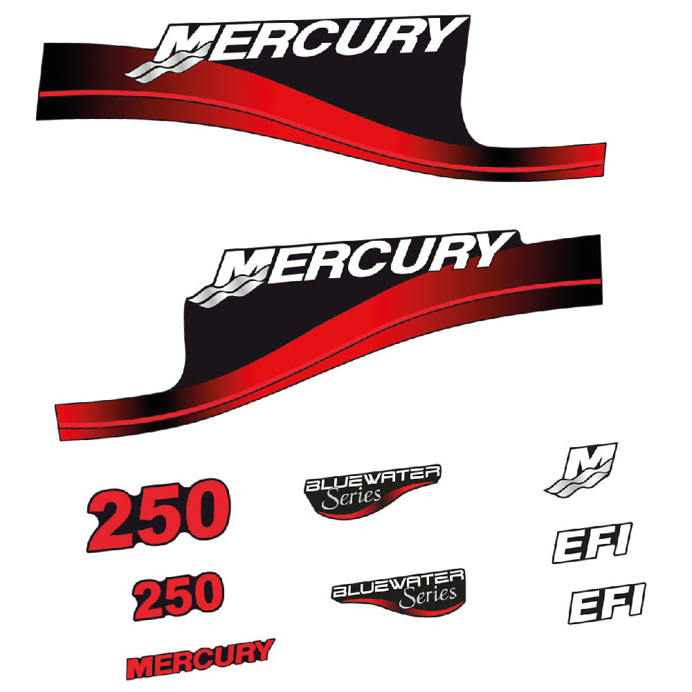 Adhesivos Mercury 250HP EFI BlueWater motor fueraborda pegatinas en vinilo