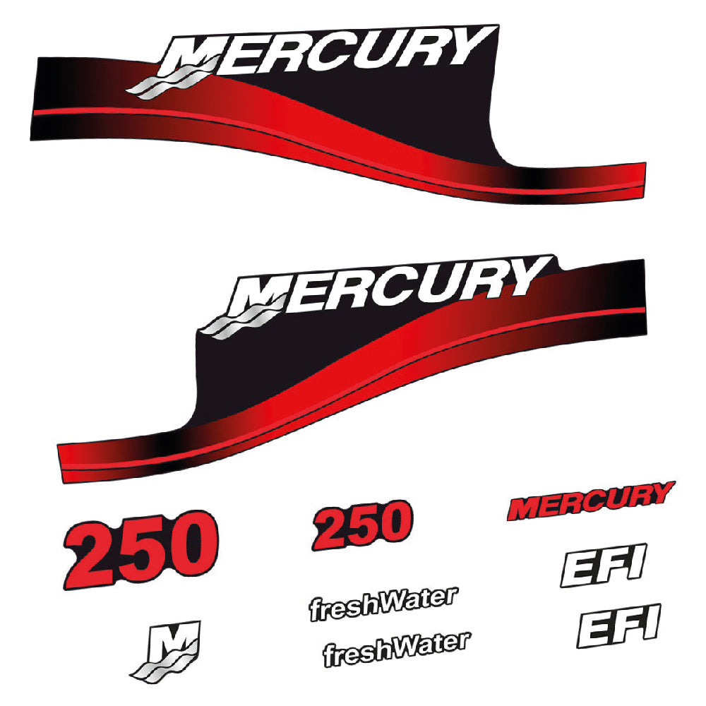 Adhesivos Mercury 250HP EFI FreshWater motor fueraborda pegatinas en vinilo