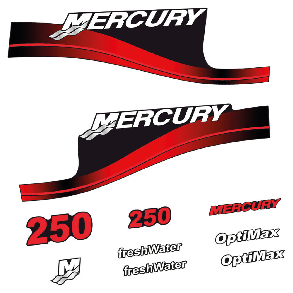 Adhesivos Mercury 250HP Optimax FreshWater motor fueraborda pegatinas en vinilo