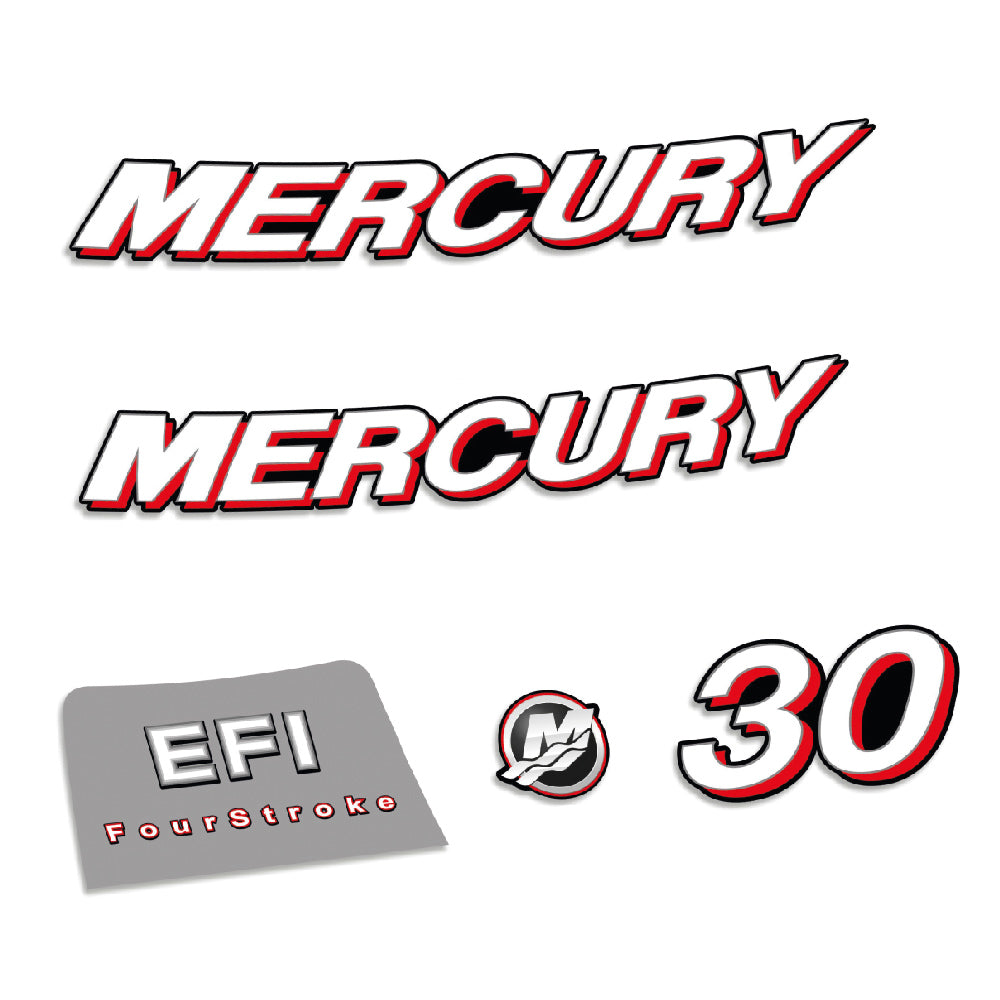 Adhesivos Mercury 30HP Cuatro tiempos EFI 2006-2012 motor fueraborda pegatinas en vinilo