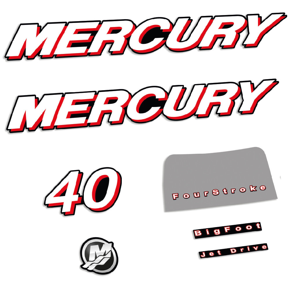 Adhesivos Mercury 40HP Cuatro tiempos 2006-2010 motor fueraborda pegatinas en vinilo