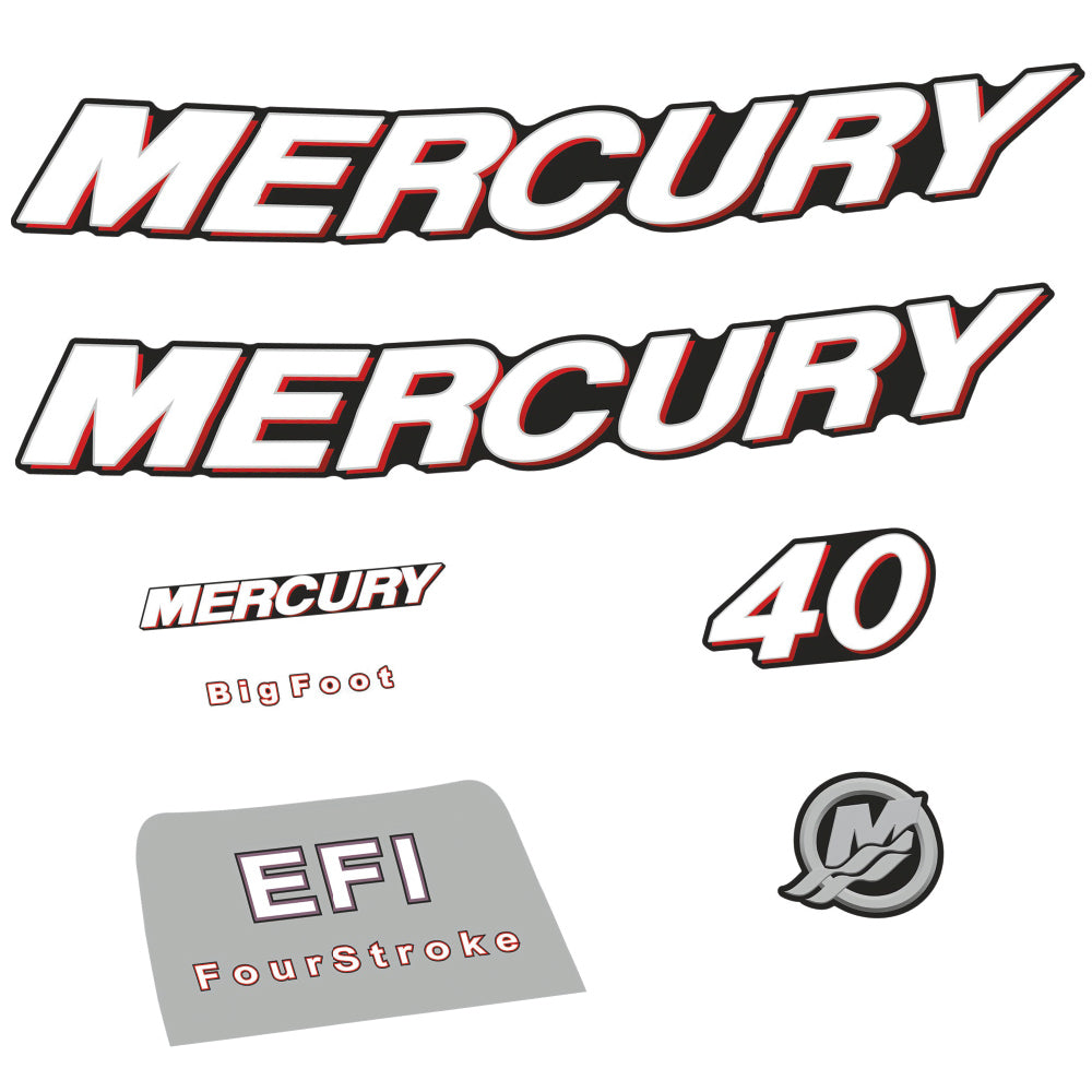 Adhesivos Mercury 40HP Cuatro tiempos EFI motor fueraborda pegatinas en vinilo