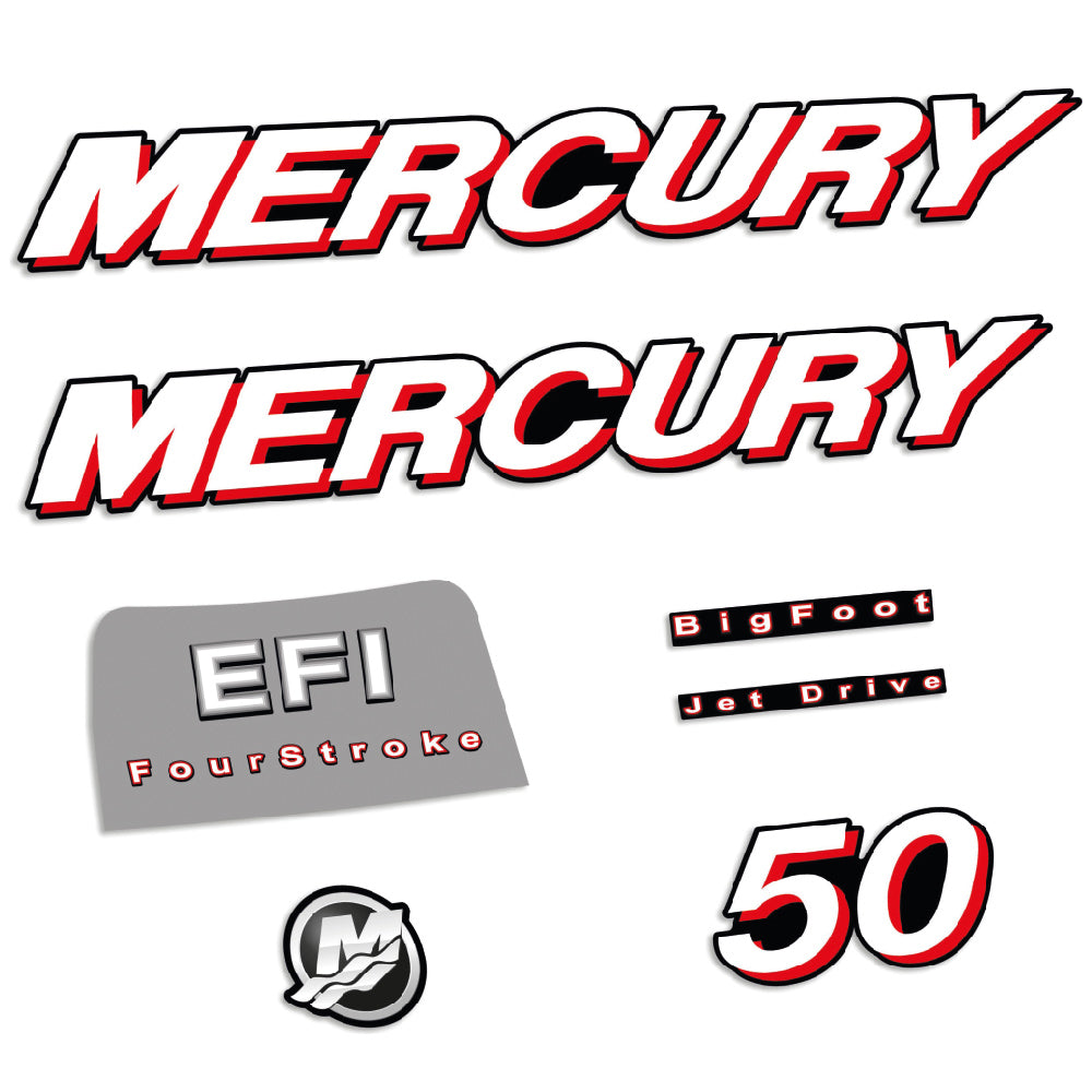 Adhesivos Mercury 50HP Cuatro tiempos EFI 2006-2010 motor fueraborda pegatinas en vinilo