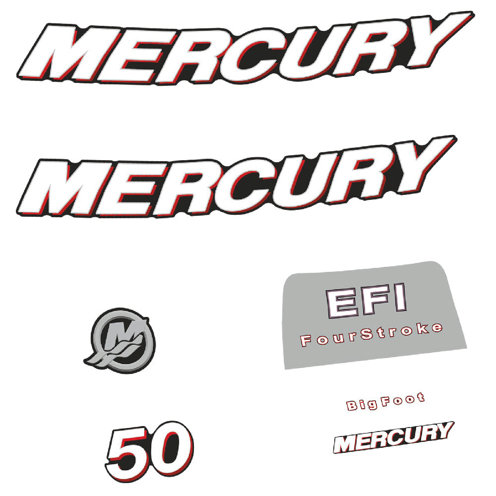 Adhesivos Mercury 50HP Cuatro tiempos EFI motor fueraborda pegatinas en vinilo