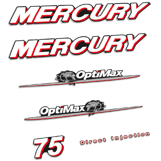 Adhesivos Mercury 75HP Dos tiempos Optimax DI 2006-2012 motor fueraborda pegatinas en vinilo