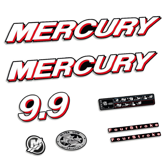 Adhesivos Mercury 9.9HP Cuatro tiempos 2006-2012 motor fueraborda pegatinas en vinilo