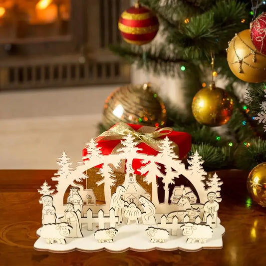 Decoración Navideña de Nacimiento de Madera – Silueta 2D del Nacimiento de Jesús | Adorno Navideño para Regalos y Decoración del Hogar