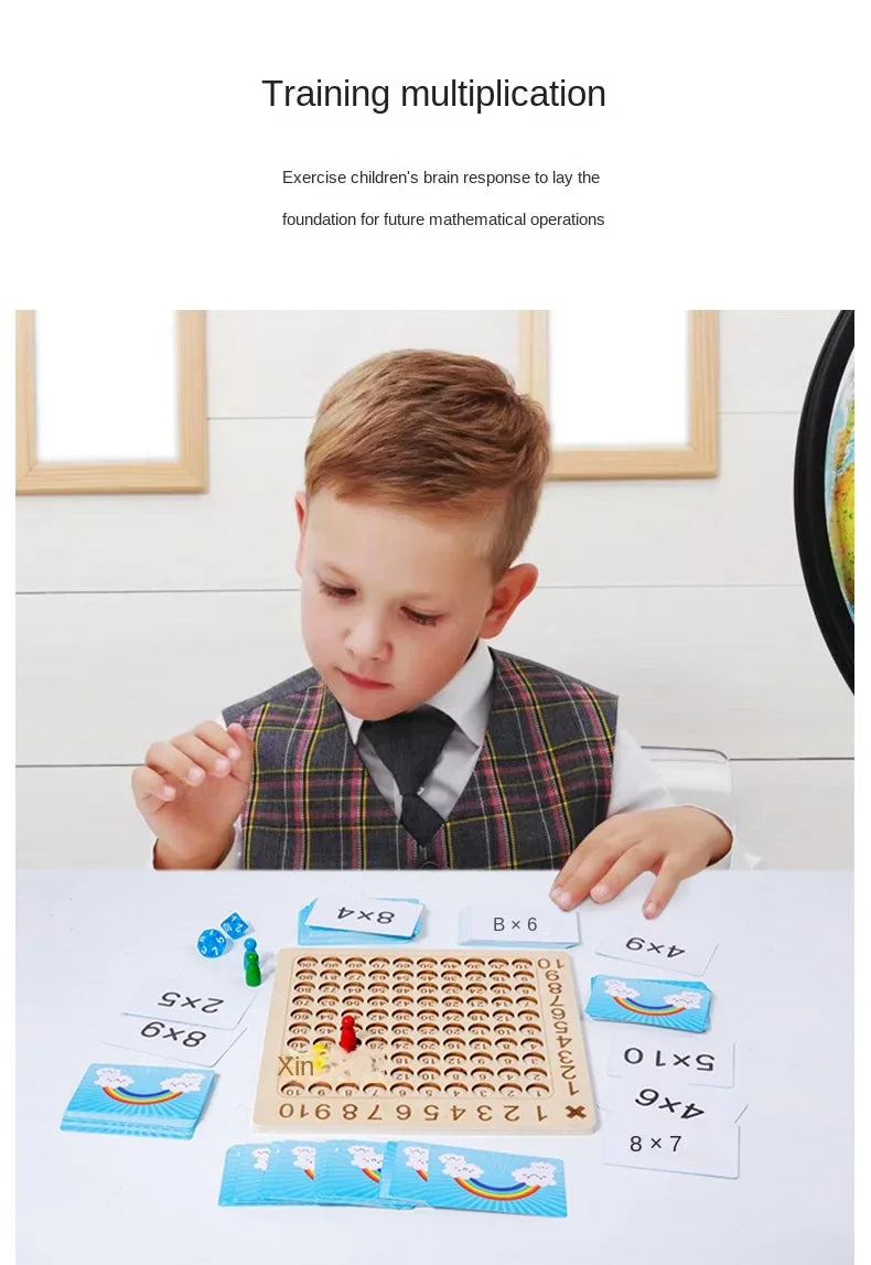 Juego de Mesa Montessori de Madera – Tabla de Multiplicación del 99 | Juguetes Educativos para Niños y Ayudas de Enseñanza de Matemáticas