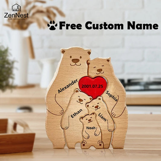 Rompecabezas de Madera Personalizado con Oso - Decoración para el Hogar, Regalo Emotivo de Arte para Cumpleaños, Acción de Gracias y Más